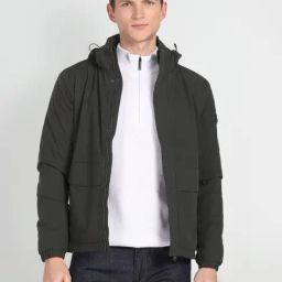 Arrow Sport Dark Olive Regular Fit Hooded Jacket-image-53