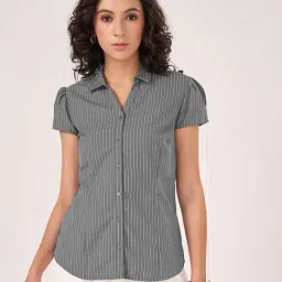Annabelle By Pantaloons Grey Regular Fit Striped Shirt-image-88