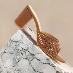Bruno Manetti Embellished Suede Open Toe Block Heels-53