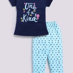 Todd N Teen Kids Blue Cotton Printed T-Shirts & Pajamas Set-image-56