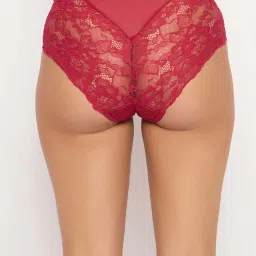 Clovia Red Regular Fit Self Pattern Hipster Panties image 2