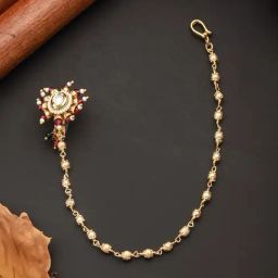 Aatmana Gold-Plated Kundan Chained Nosepin-40