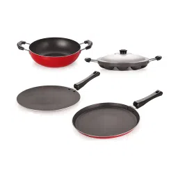 Nirlon Non-Stick Red Aluminium Cookware Combo Set of 4 Pieces image 1