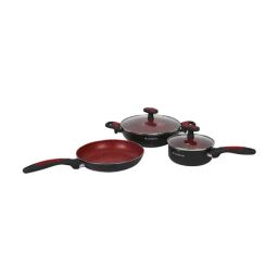 Wonderchef Red & Black Aluminium Nonstick Cookware Set 5 Piece Set-image-17