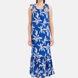 Kazo Blue & White Printed Maxi Dress-image-55