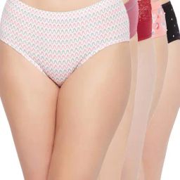 Clovia White & Pink Cotton Printed Hipster Panties - Pack Of 5-image-19