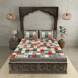 JaipurFabric Red 240 TC 100% Cotton Double Bedsheet with 2 Pillow Covers-image-98