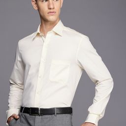 Louis Philippe Classic Self Striped Cutaway Collar Pure Cotton Formal Shirt-image-19
