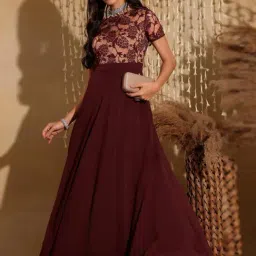 Miss Chase Purple Self Design Dress-image-52