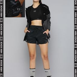 HRX By Hrithik Roshan Women Black Rapid-Dry AOP EDGE Sports Shorts-image-99