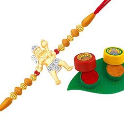 Vighnaharta Boys Gold-Plated Lord Maruthi Charm Thread Rakhi-55