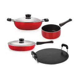 Nirlon Non-Stick Red Aluminium Cookware Combo Set image 1