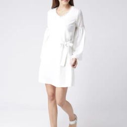 KASSUALLY White Embellished A Line Dress-image-24