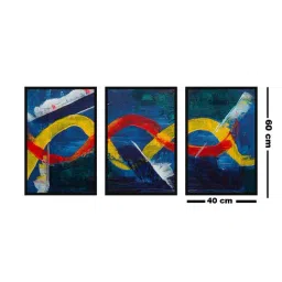 999store Blue & Yellow Printed Tree Paintings - Set of 3 image 4