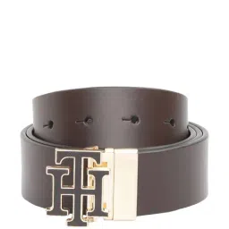 TOMMY HILFIGER Marfa Brown & Black Leather Solid Casual Reversible Belt For Men-picture-16
