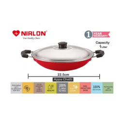Nirlon Non-Stick Red Aluminium Kitchen Cookware with Bakelite H & le Set of 3-Pieces image 3