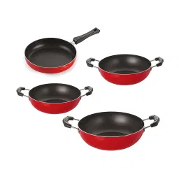 Nirlon Non-Stick Red Aluminium Cookware Kitchen Item Combo Set of 4 Pieces image 1