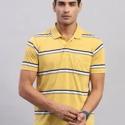 Monte Carlo Yellow Regular Fit Striped Polo T-Shirt-picture-5
