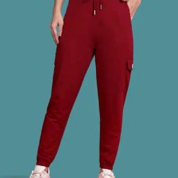 TWIN BIRDS Burgundy Solid Joggers-image-95
