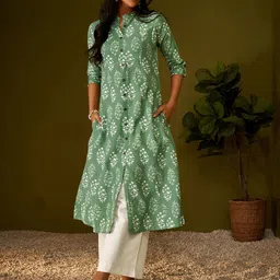 DRESOUL Printed Pure Cotton A-Line Kurta-picture-26