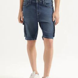 United Colors Of Benetton Blue Loose Fit Cargo Shorts-image-49