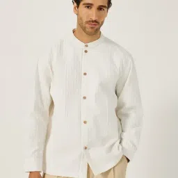 Styli White Cotton Relaxed Fit Self Design Shirts-image-68