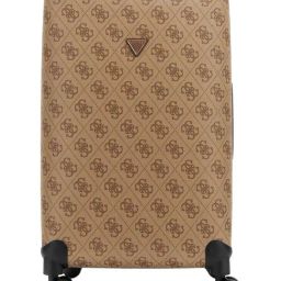 Guess Latte & Brown Berta Logo Checked Luggage-image-20