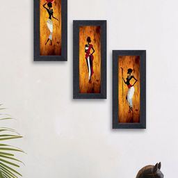 nest ART Set of 3 Multicoloured Abstract Synthetic Wood Wall Art-19