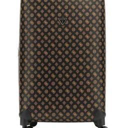 Guess Brown Wilder Logo Checked Luggage-image-11