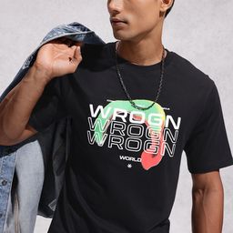 WROGN Brand Logo Printed Drop-Shoulder Sleeves Pure Cotton Comfort Fit T-shirt-picture-30