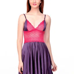 PHALIN Solid Satin Babydoll (Size- Free)-image-45