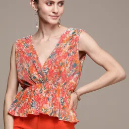 Label Ritu Kumar Multicolor Printed Peplum Top image 1