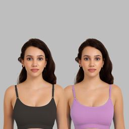 Women Cotton Black,Purple Non Padded Non-Wired Lingerie Bra Sport wear Gym Crop Tank Top-picture-34
