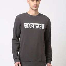 Asics Obsidian Grey Regular Fit Graphic Print Sweatshirt-image-30