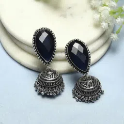 Biba Navy Oxidised Casual Jhumka-picture-25