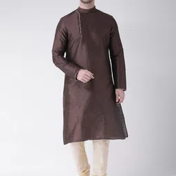 DEYANN Men Brown Solid Straight Kurta-image-67