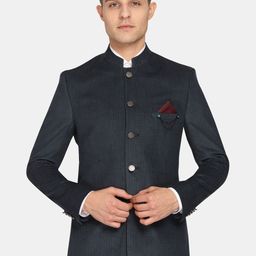 Theme Men Blue Self-Design Super Slim-Fit Bandhgala Blazer-picture-50