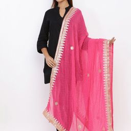 SOUNDARYA Pink & White Embroidered Dupatta-picture-22