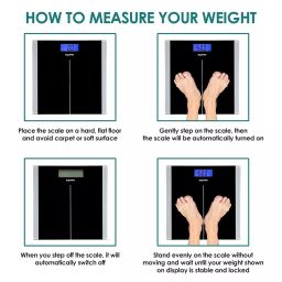 Equinox Personal Digital Weighing Scale with LCD Display, Blue Backlight Black, EQ-EB-9400 image 5