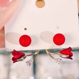 kazare Rhodium Plated Artificial Stones Studded Floral Shaped Studs-picture-11