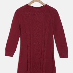 MINIKLUB Kids Maroon Solid Full Sleeves Sweater-image-47