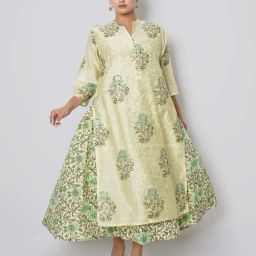 Kameez by Pooja Green Jashn Secret Garden Kurta with Inner-picture-40