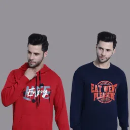 Vimal Jonney Red & Navy Regular Fit Printed Sweatshirt - Pack of 2-image-92