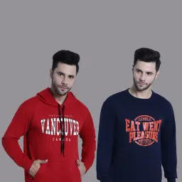 Vimal Jonney Red & Navy Regular Fit Printed Sweatshirt - Pack of 2-image-79