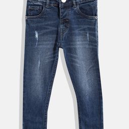 HERE&NOW Boys Slim Fit Low Distress Pure Cotton Jeans-48