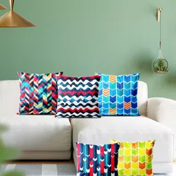 ArtzFolio Multicoloured Set of 5 Velvet Square Cushion Covers-27
