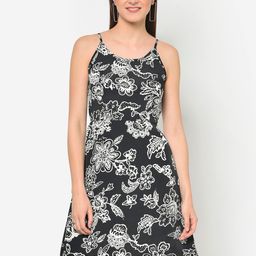 Martini Women Black & White Floral Printed Fit and Flare Dress-image-81