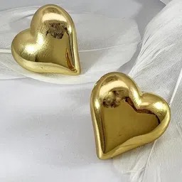 V FASHION JEWELLERY Stainless Steel Gold-Plated Heart Shaped Studs-image-95