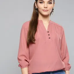 Harpa Dusty Rose Blouson With Puffed Sleeves-picture-48