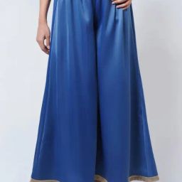 First Resort By Ramola Bachchan Azure Blue Wide Leg Pants With Lace-image-78
